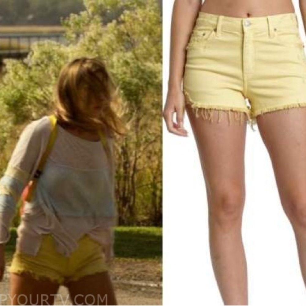 Sarah OBX S2 Lucky Brand Ripped Destroyed Yellow Mid Boy Shorts